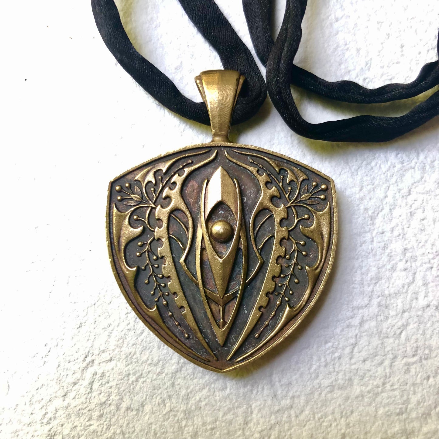 Crow and Japanese Maple Double Sided Necklace