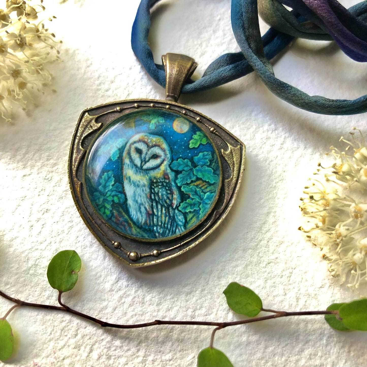 Barn Owl Double Sided Necklace
