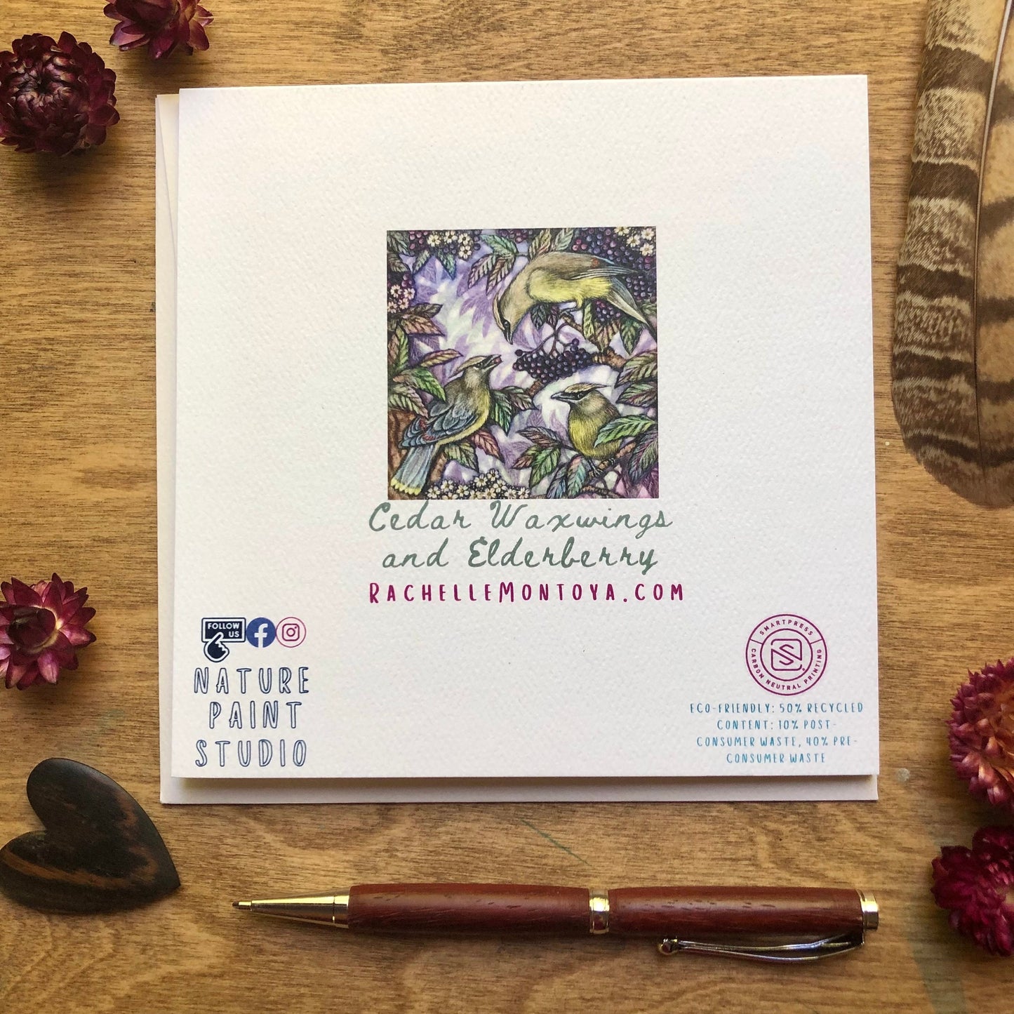 Cedar Waxwings and Elderberry Greeting Card