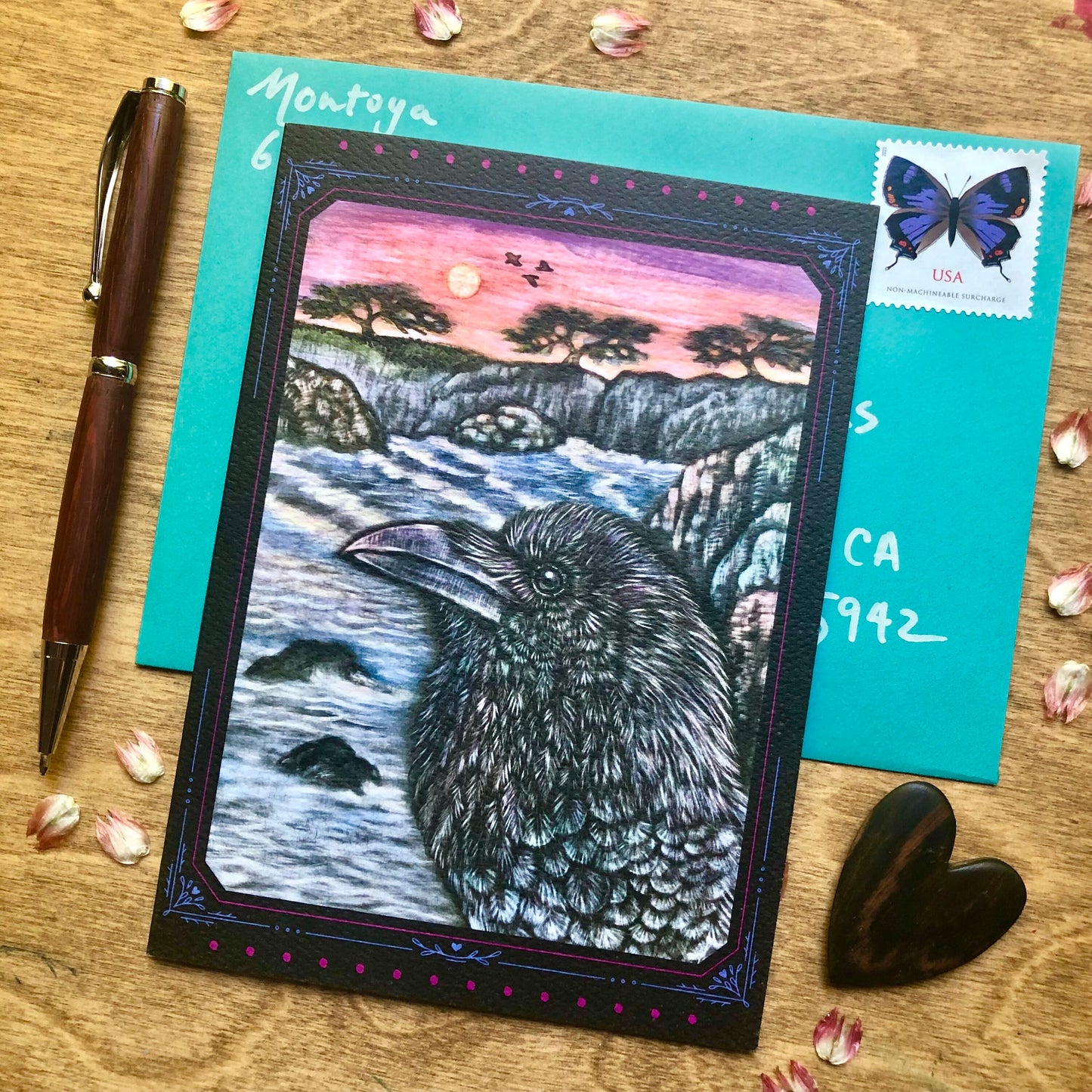 Ocean and Raven Greeting Card