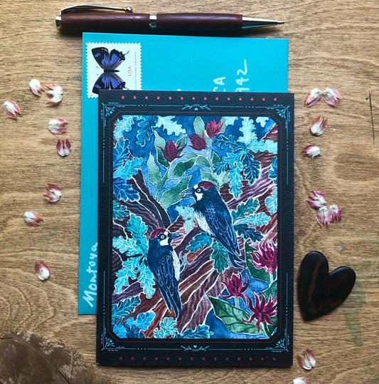 Acorn Woodpecker and Spicebush Card