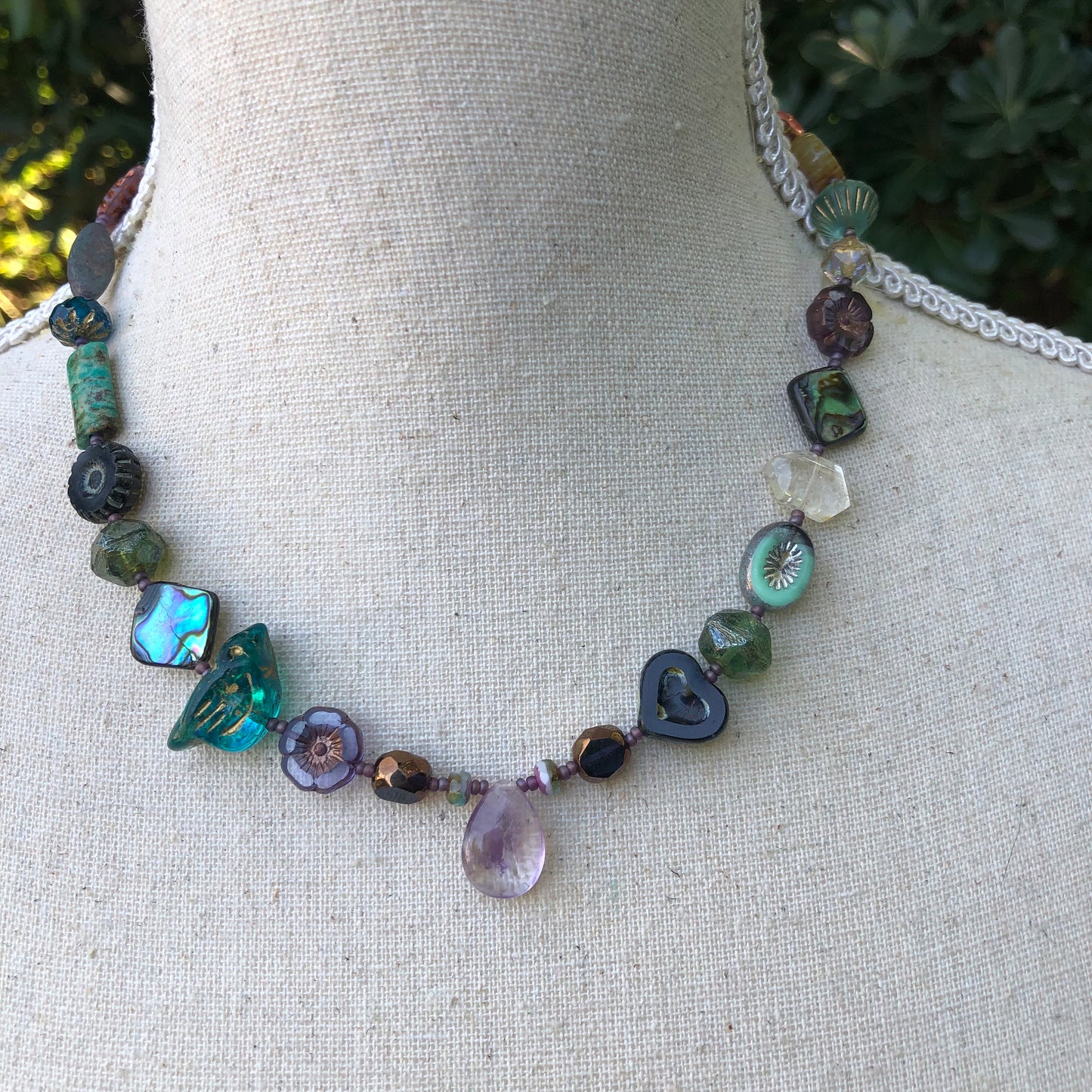 Chunky Czech Glass and Gemstone Choker