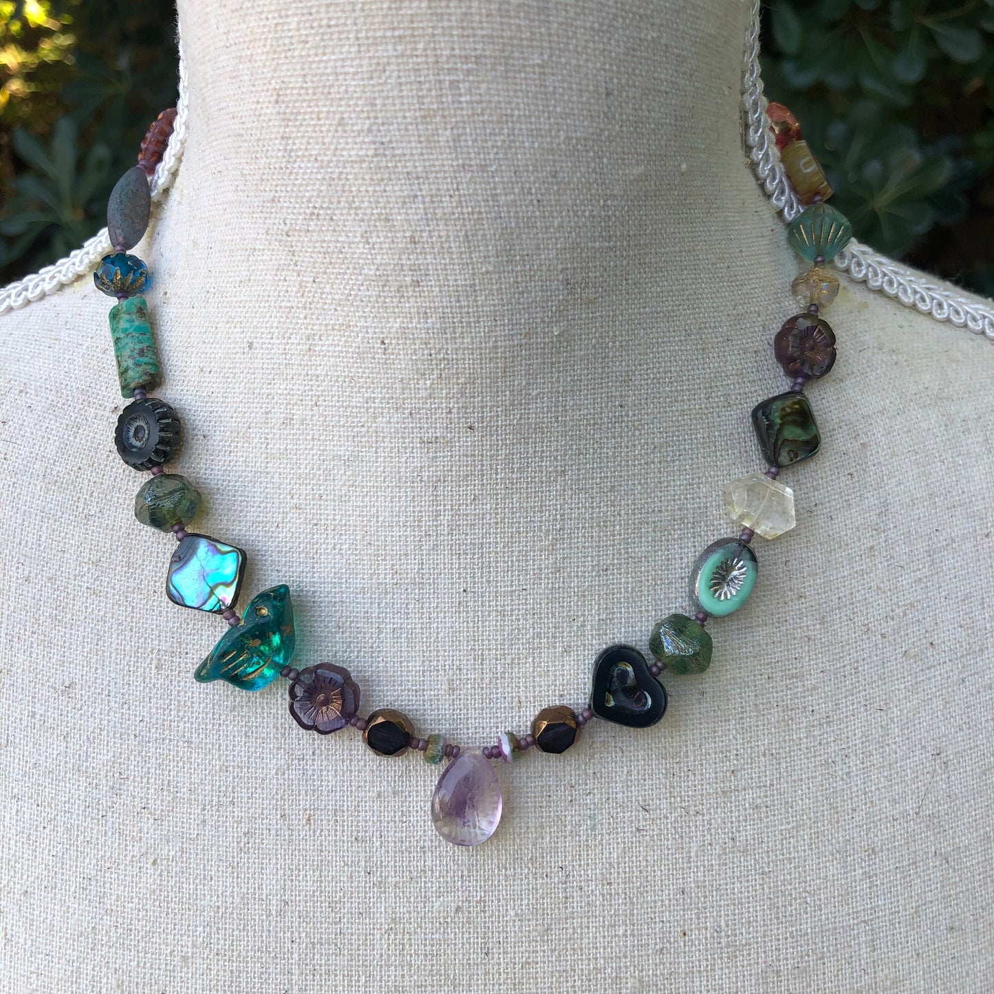 Chunky Czech Glass and Gemstone Choker
