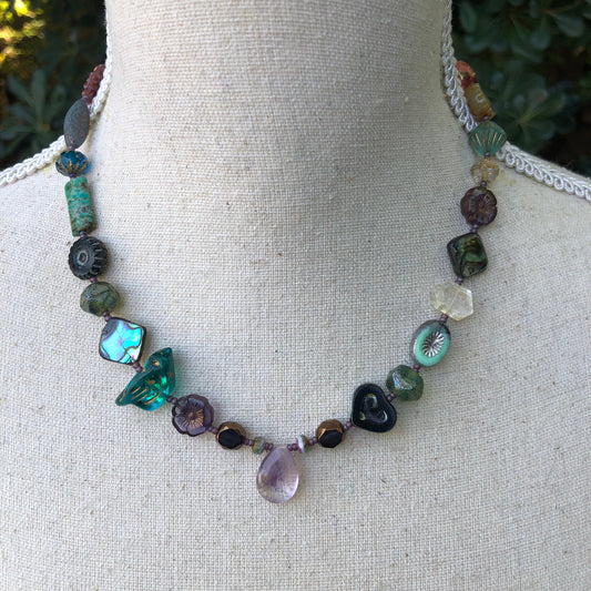 Chunky Czech Glass and Gemstone Choker