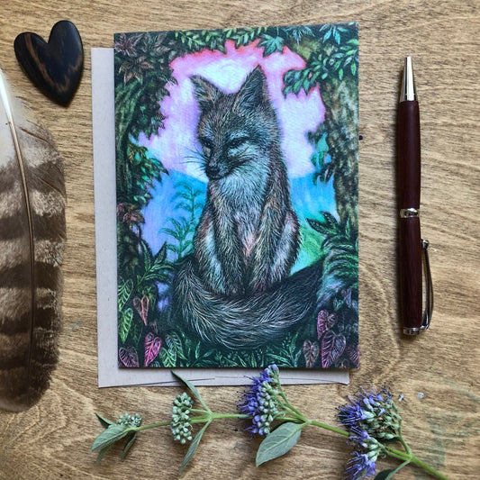 Gray Fox in the Shadows Greeting Card