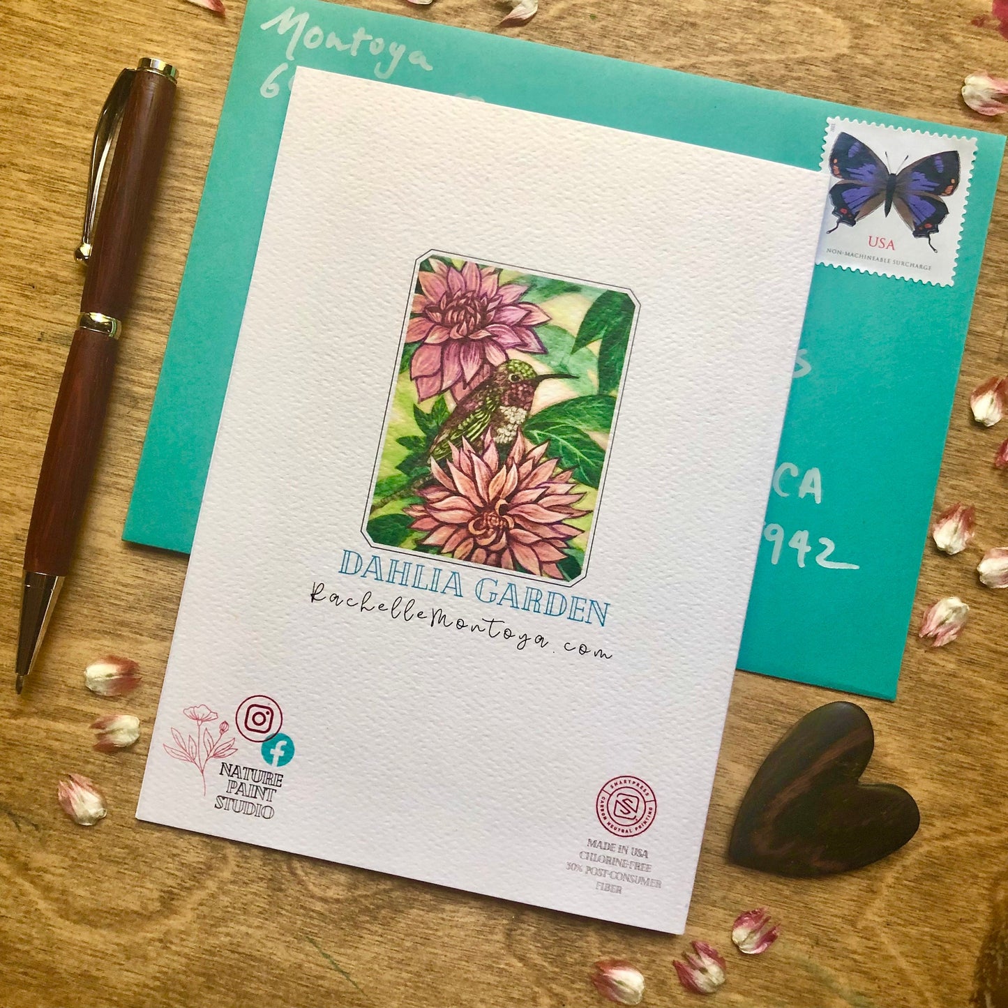 Hummingbird and Dahlia Card