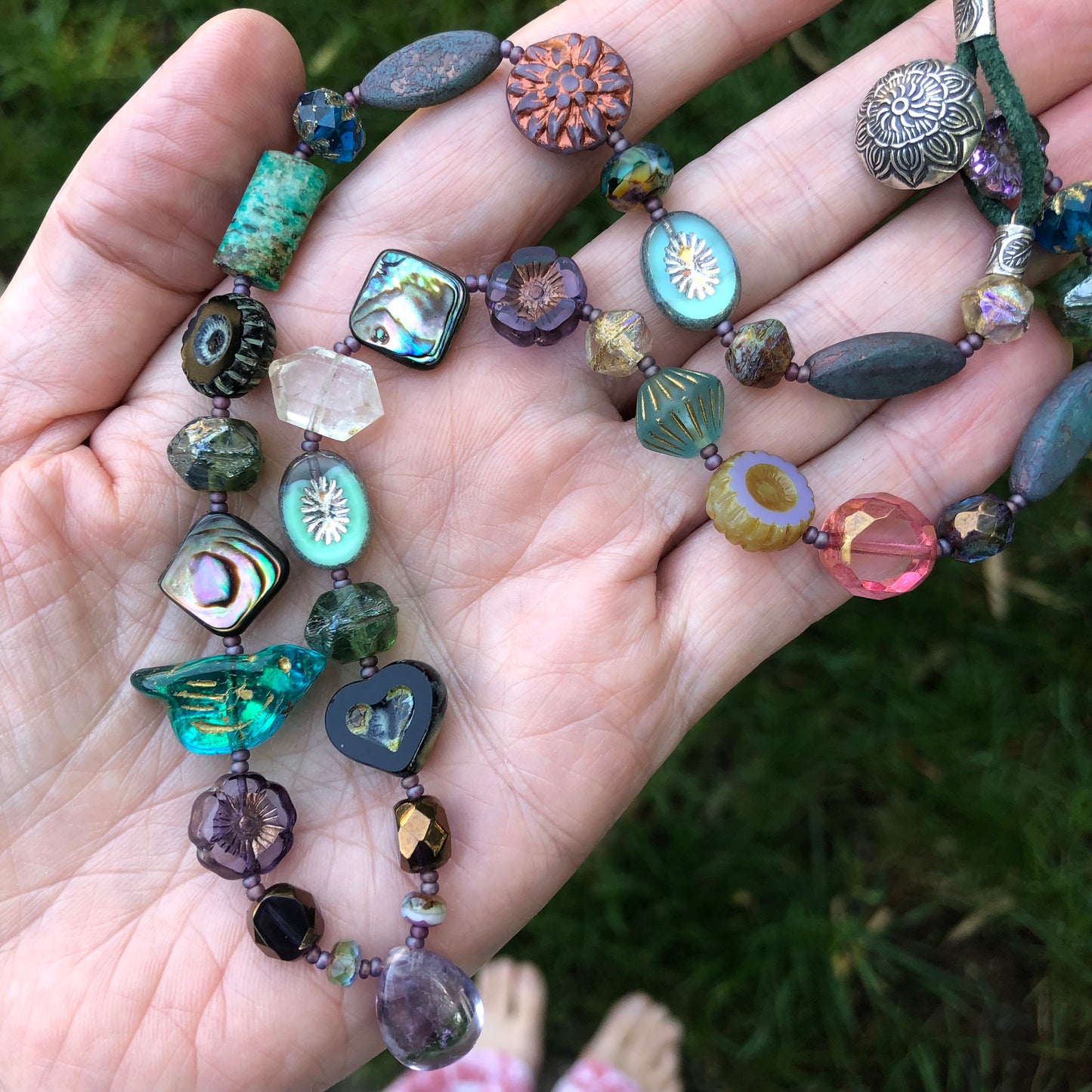 Chunky Czech Glass and Gemstone Choker