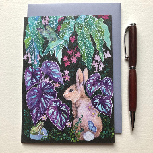 Bunny and Begonia Greeting Card