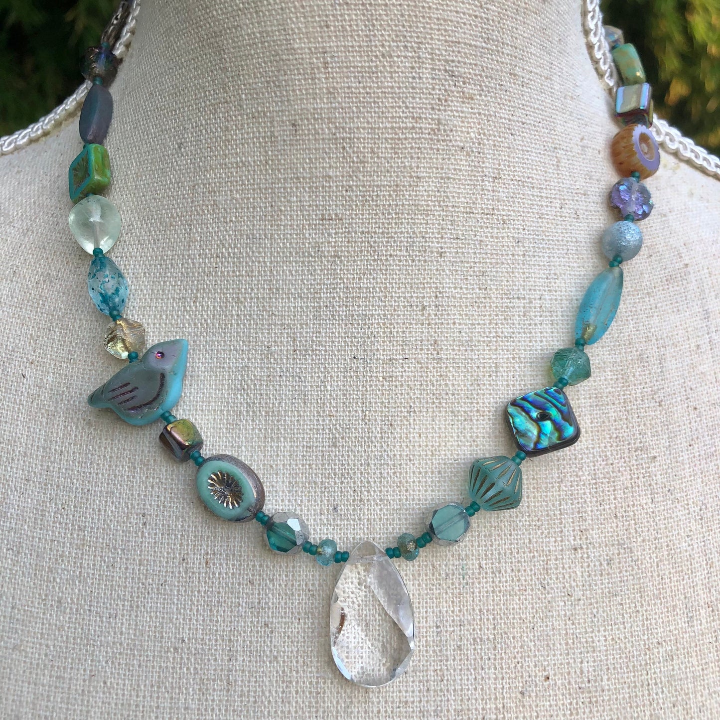 Chunky Glass and Gemstone Beaded Choker