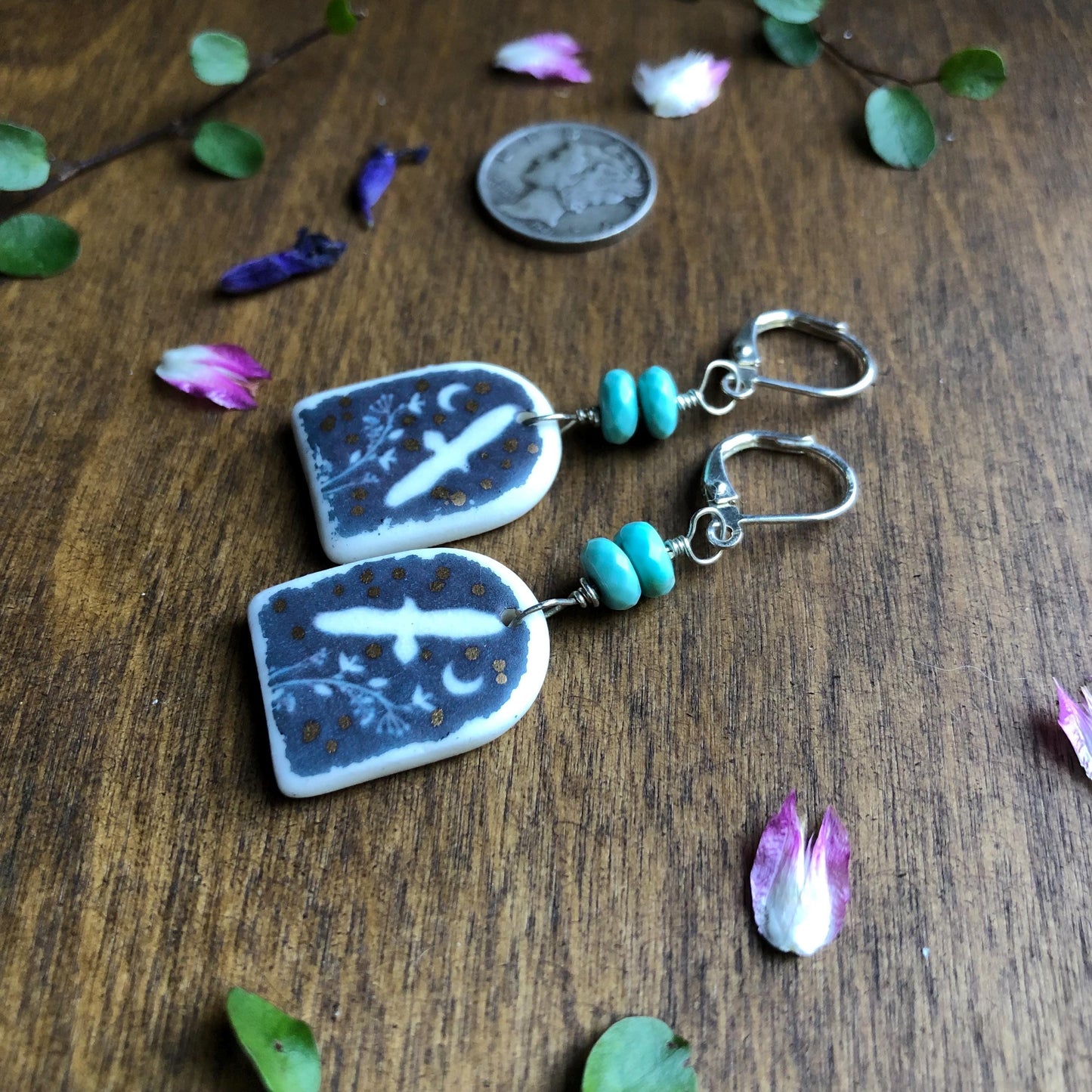 Handmade Porcelain Hawk Earrings