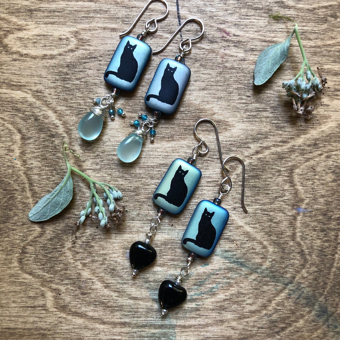 Multi Strand Czech Glass Cat Lover Necklace