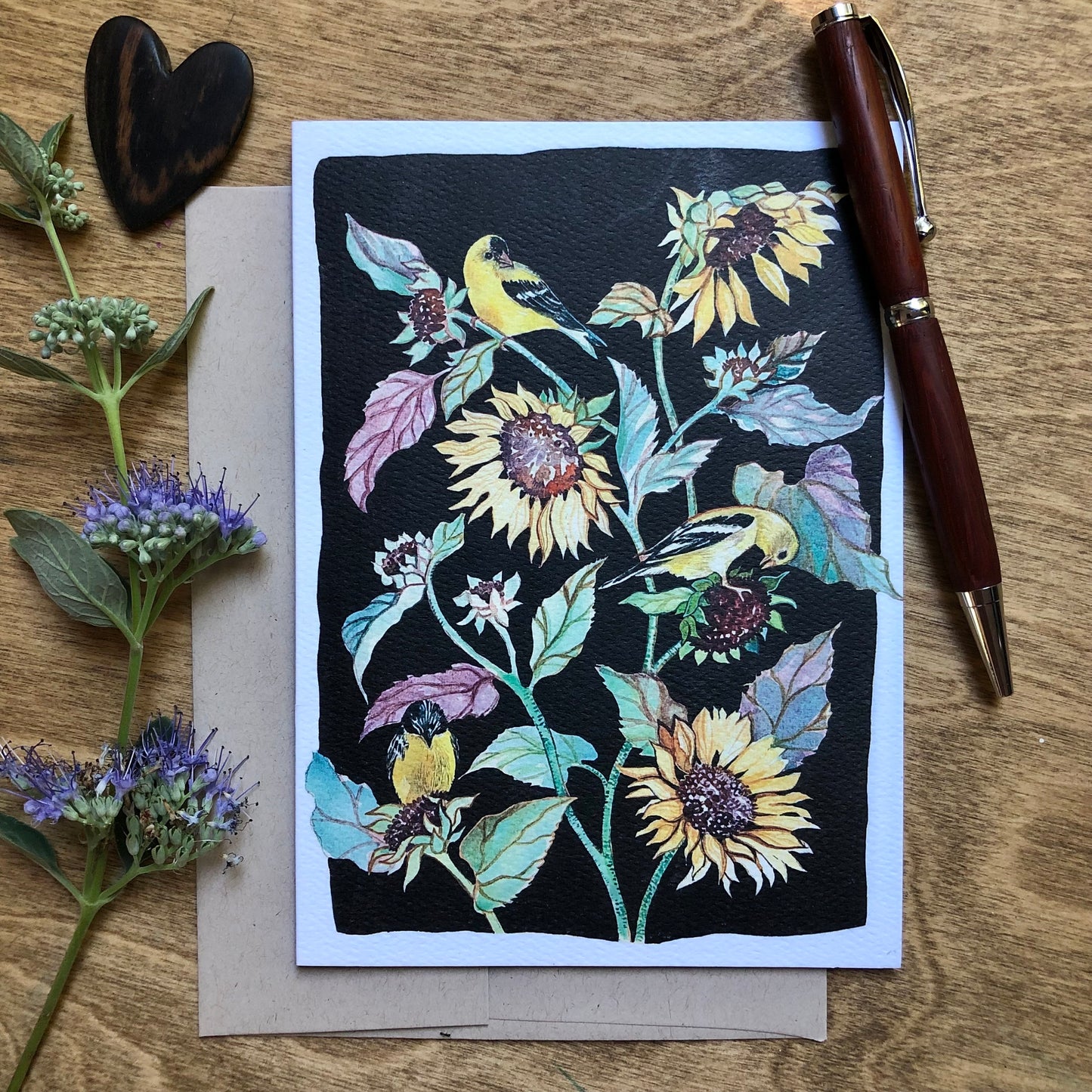 Sunflower and Goldfinch Card