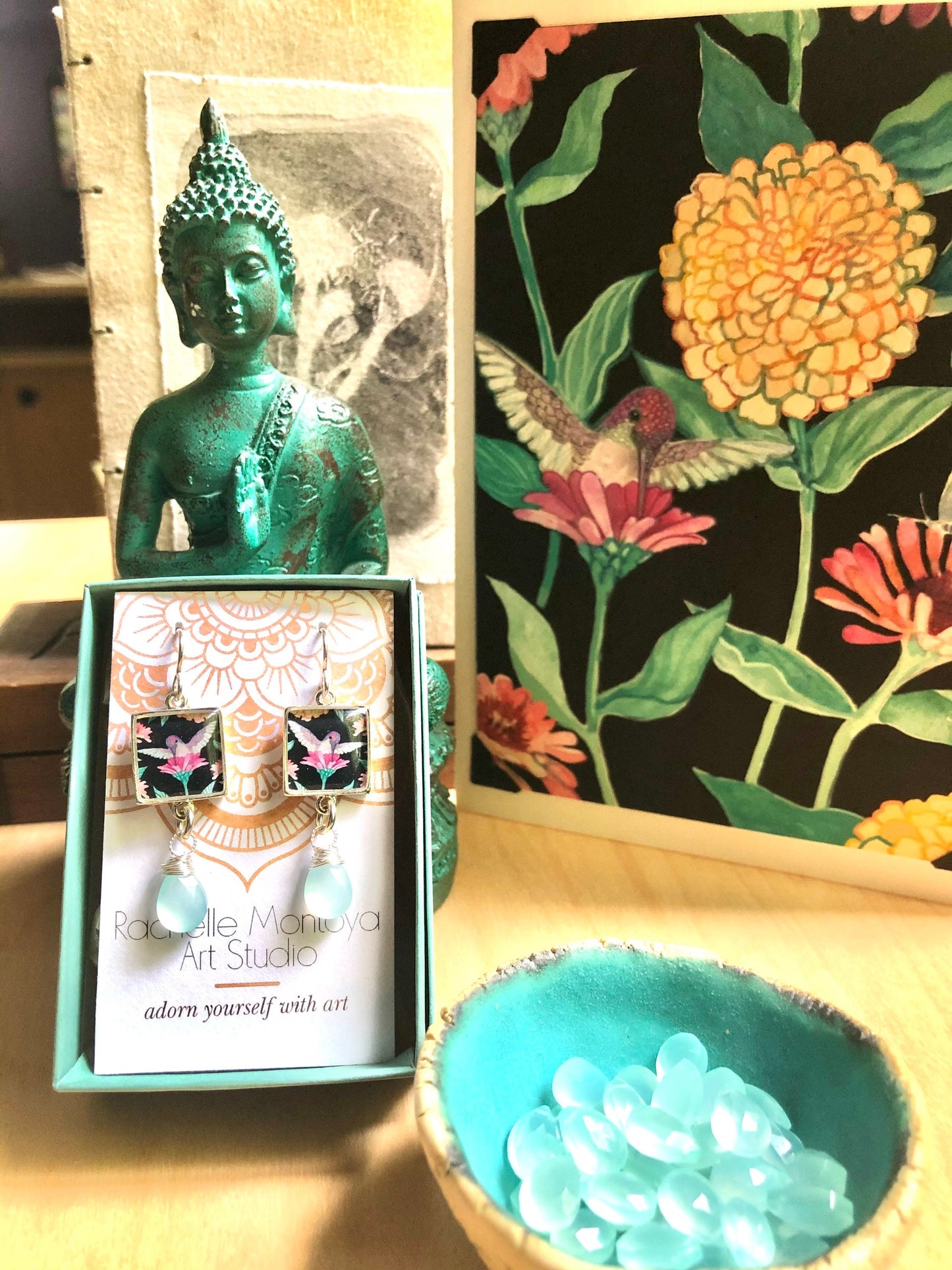 Hummingbird Chalcedony Dangles