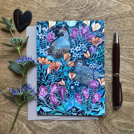 Wildflower and Quail Card