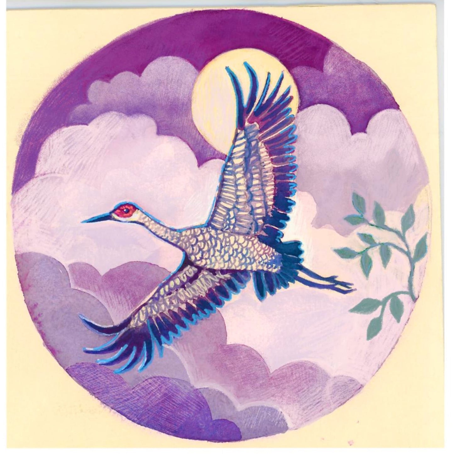 Sandhill Crane and Blossom Long Necklace