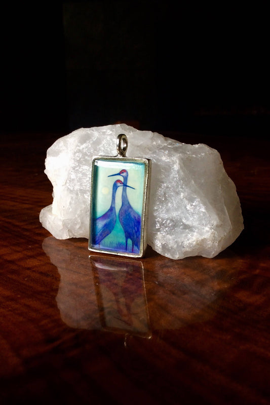Silver Sandhill Crane Necklace
