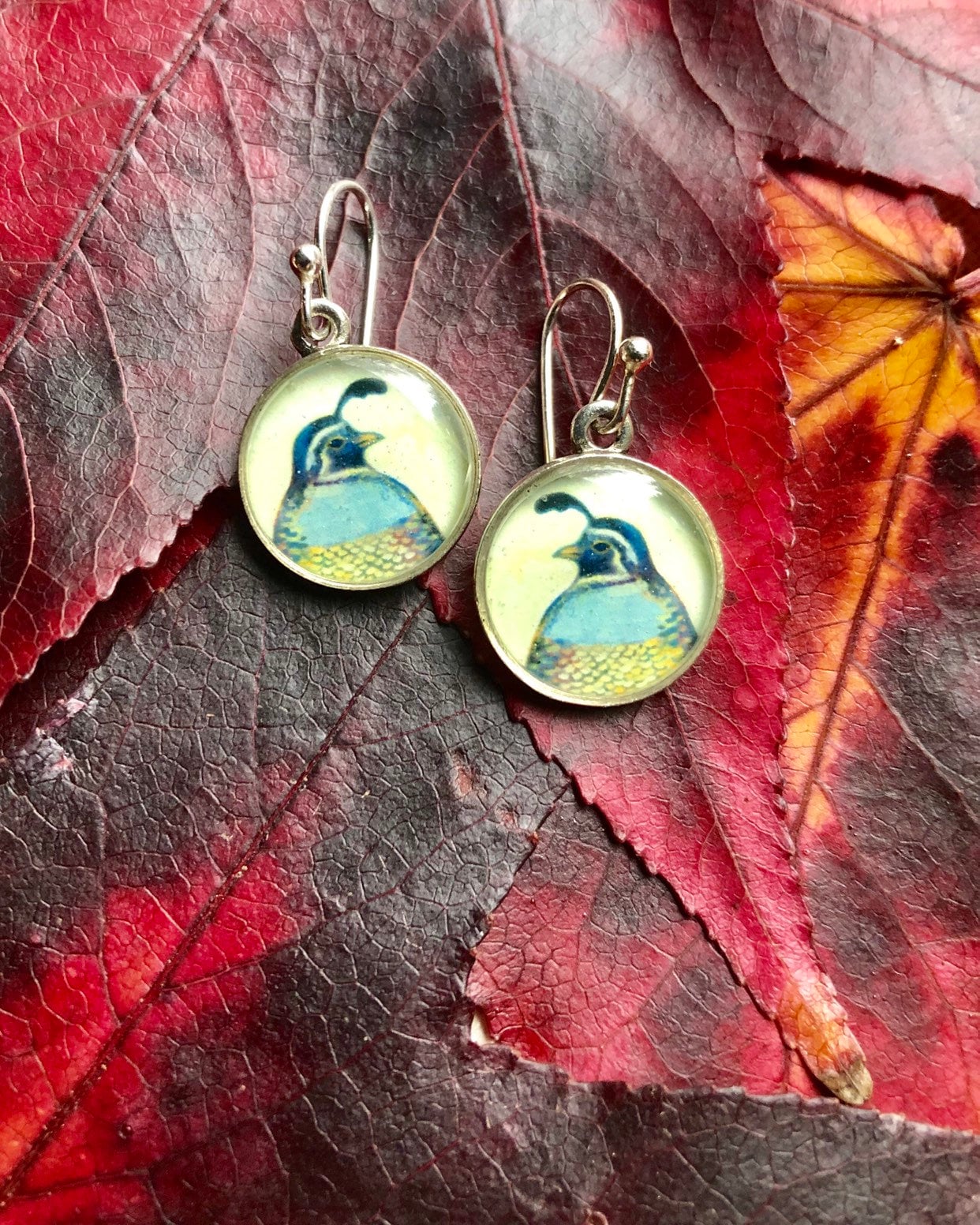 Silver Quail Earrings