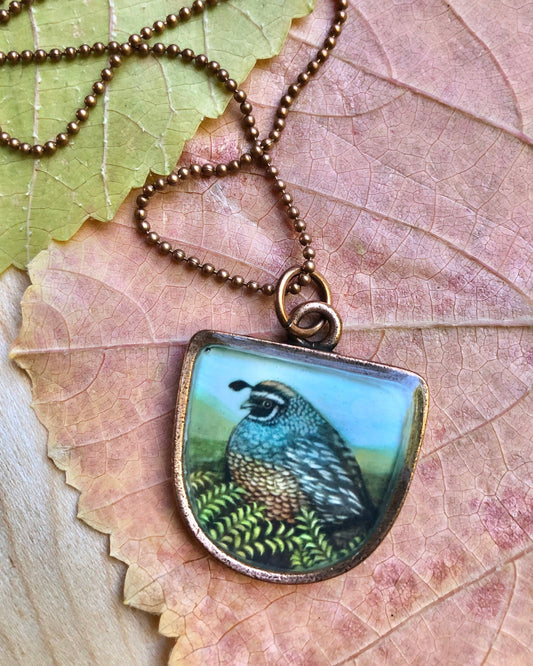 Quail Copper Necklace