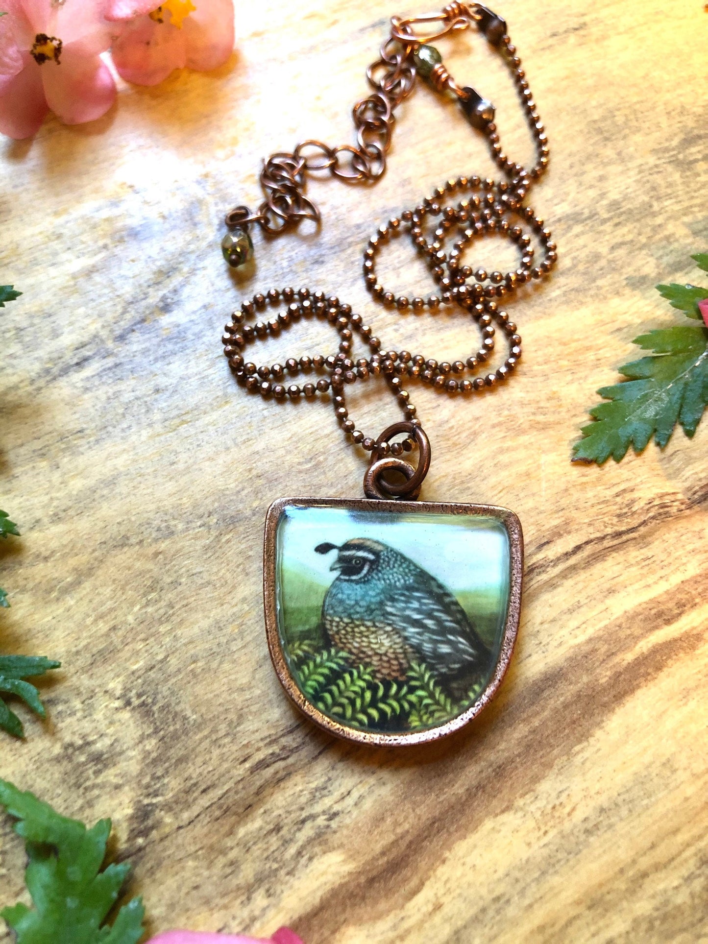 Quail Copper Necklace