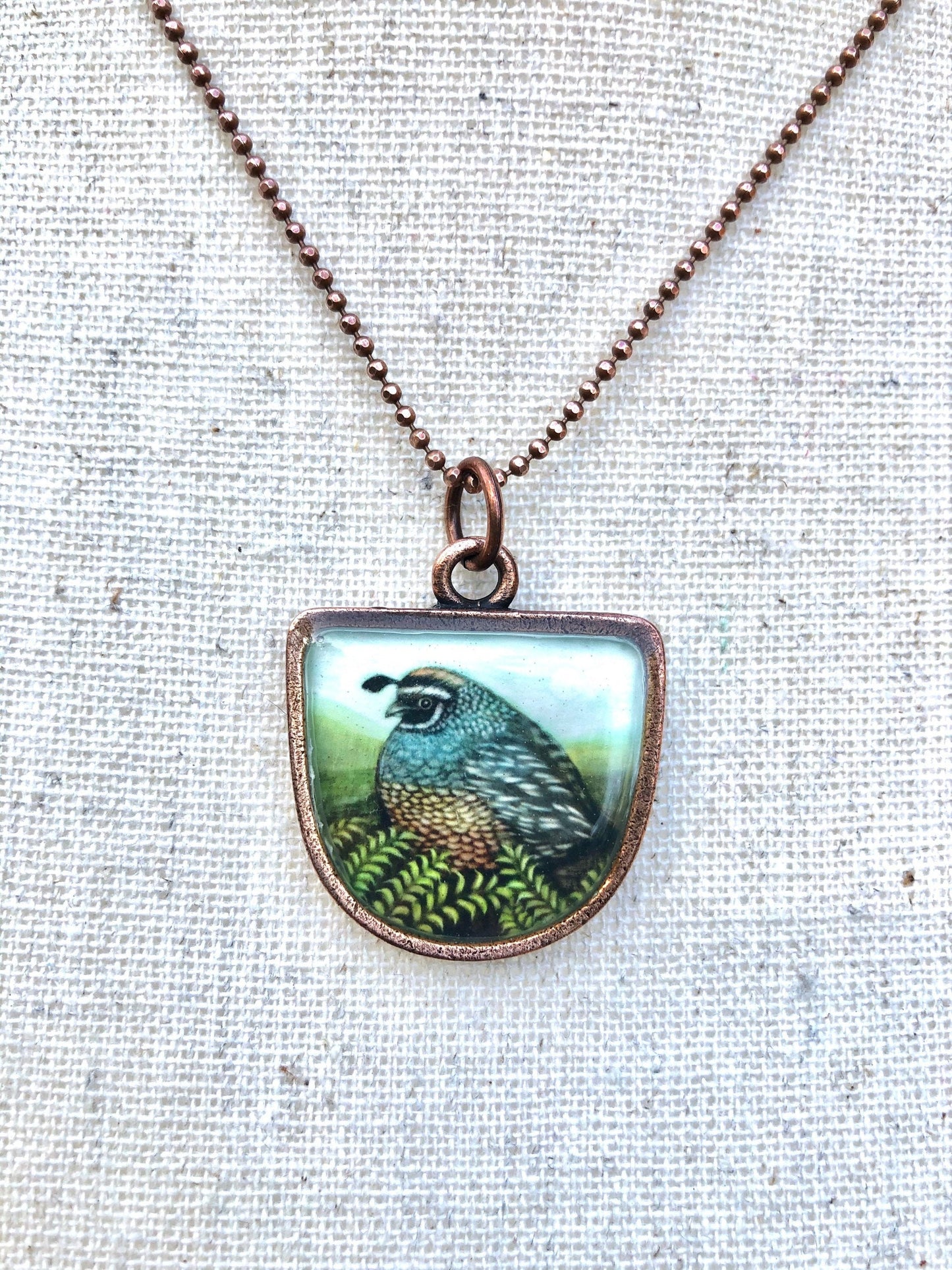 Quail Copper Necklace