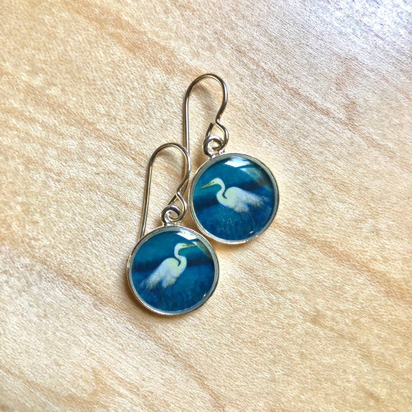 Handmade Crane earrings, dainty Nature Earrings, Egret earrings