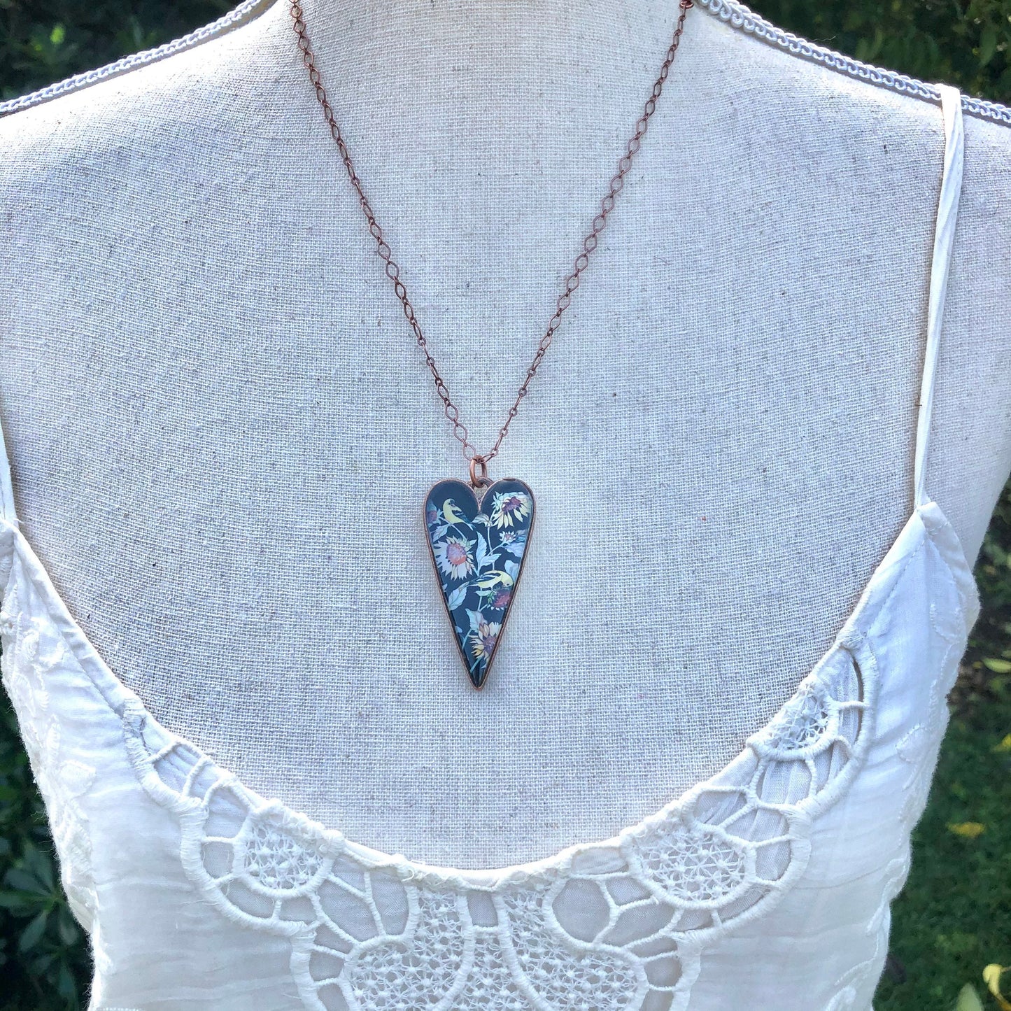 Sunflower and Goldfinch Necklace