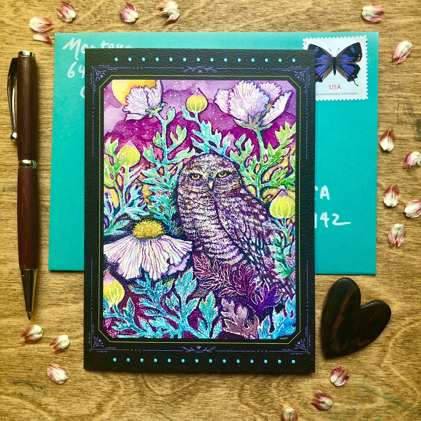 Owl and Matilija Greeting Card