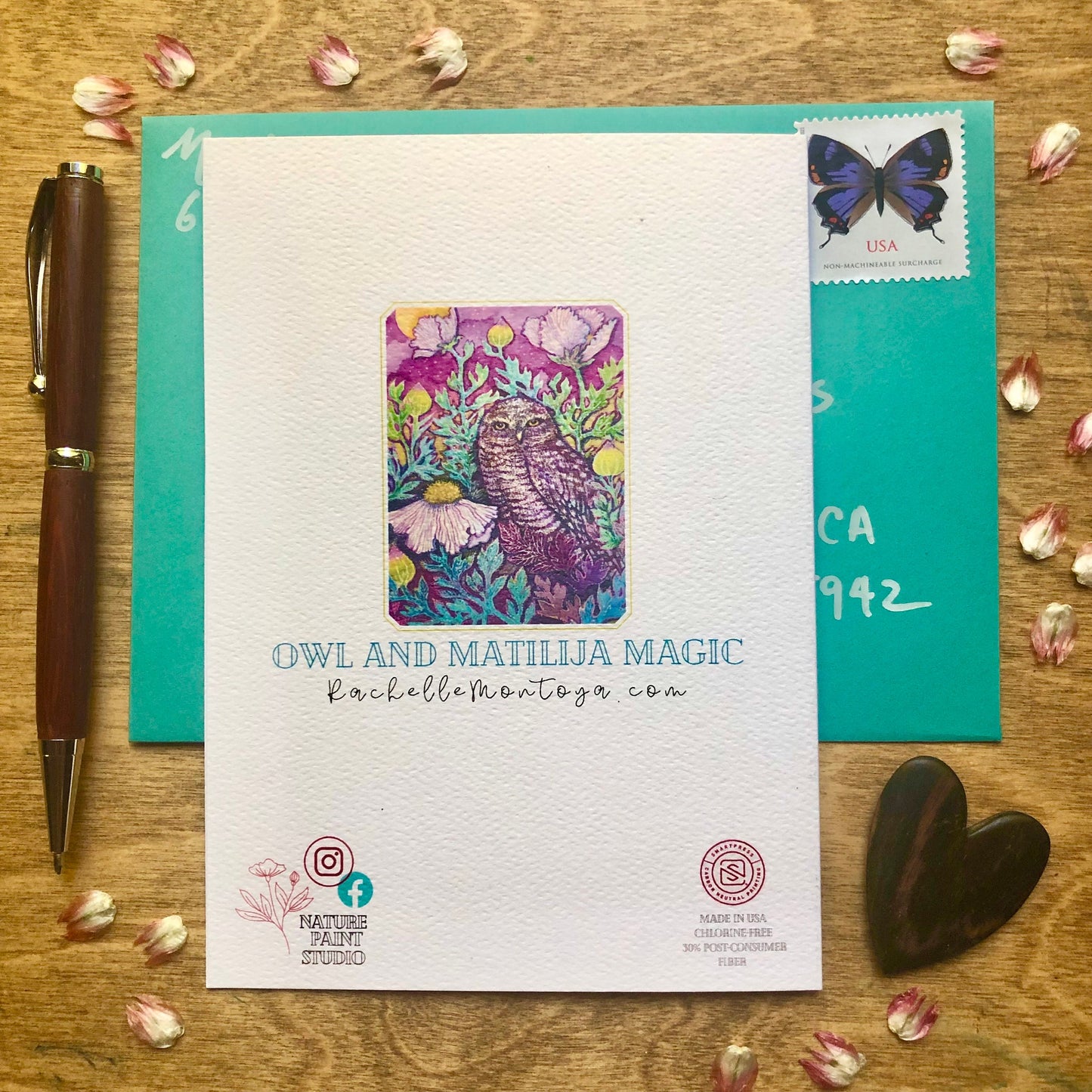 Owl and Matilija Greeting Card