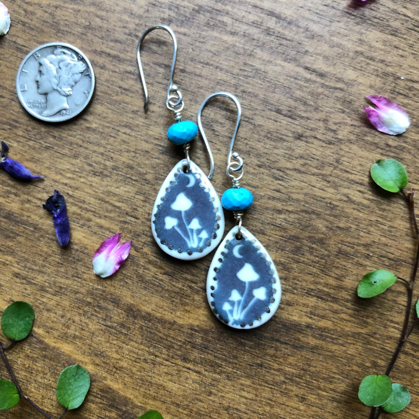 Handmade Mushroom Dangle Earrings