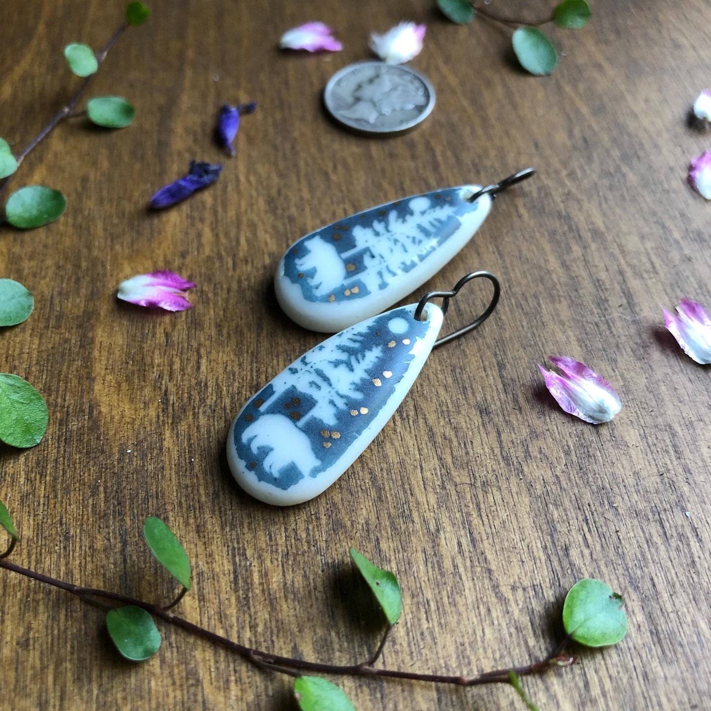 Bear in the Forest Dangle Earrings