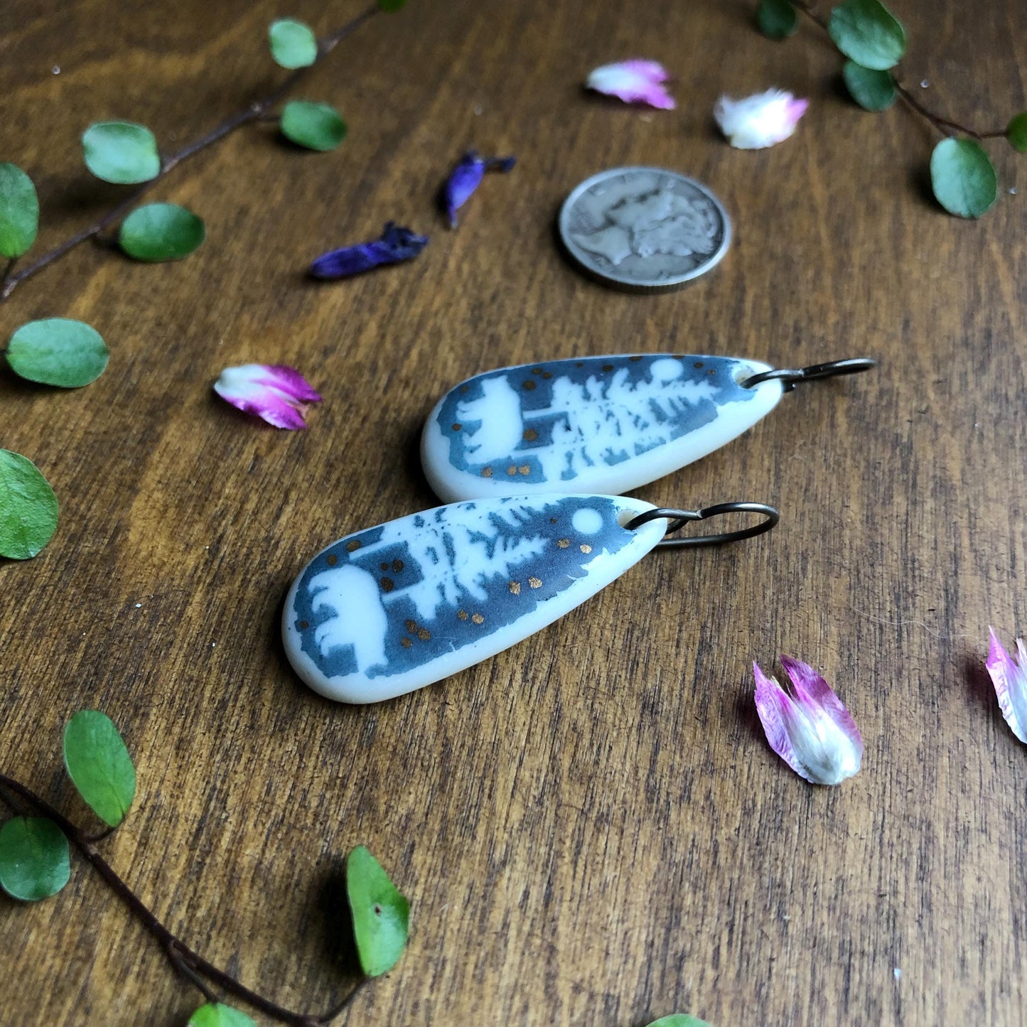 Bear in the Forest Dangle Earrings