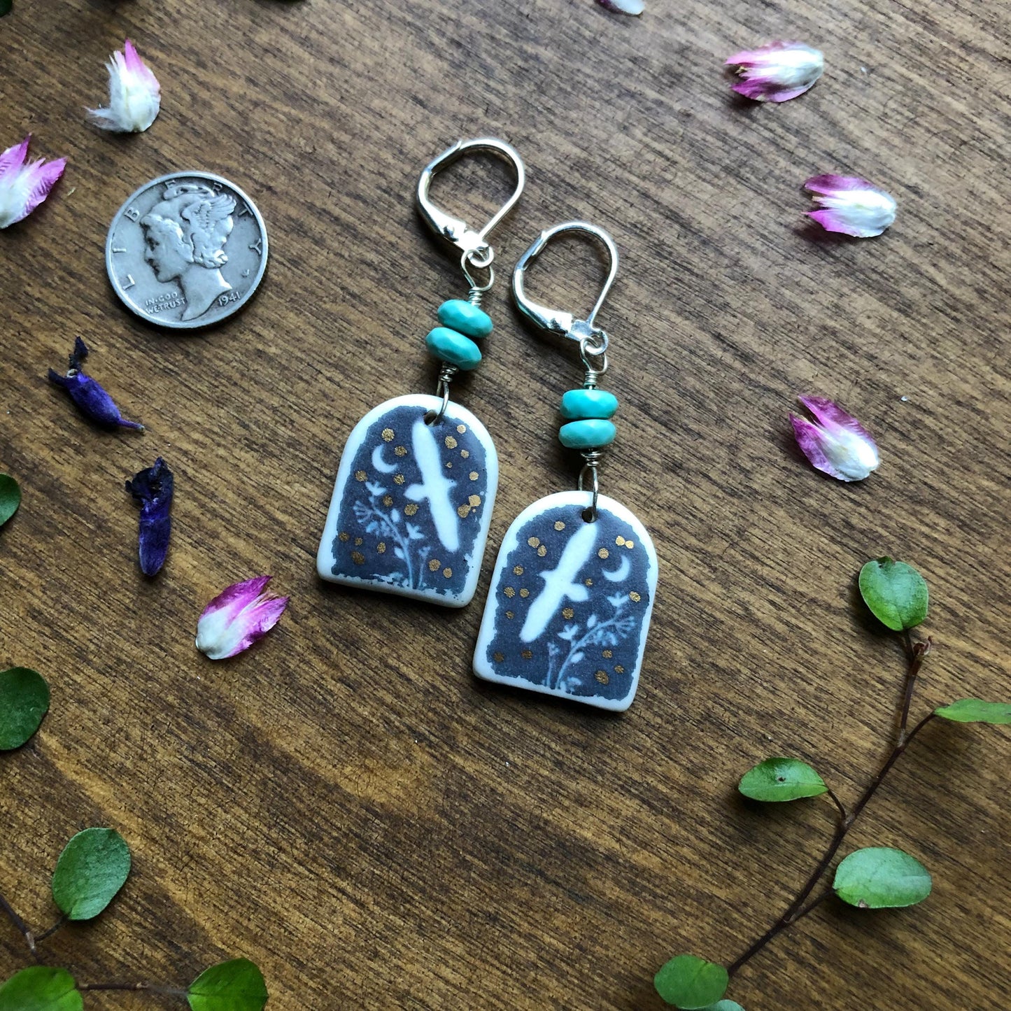 Handmade Porcelain Hawk earrings