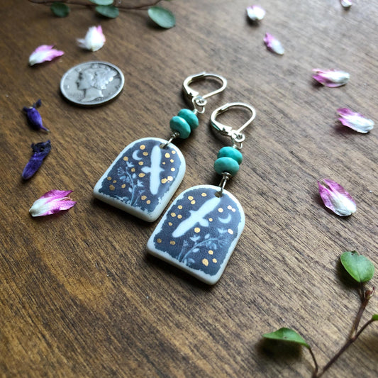 Handmade Porcelain Hawk earrings