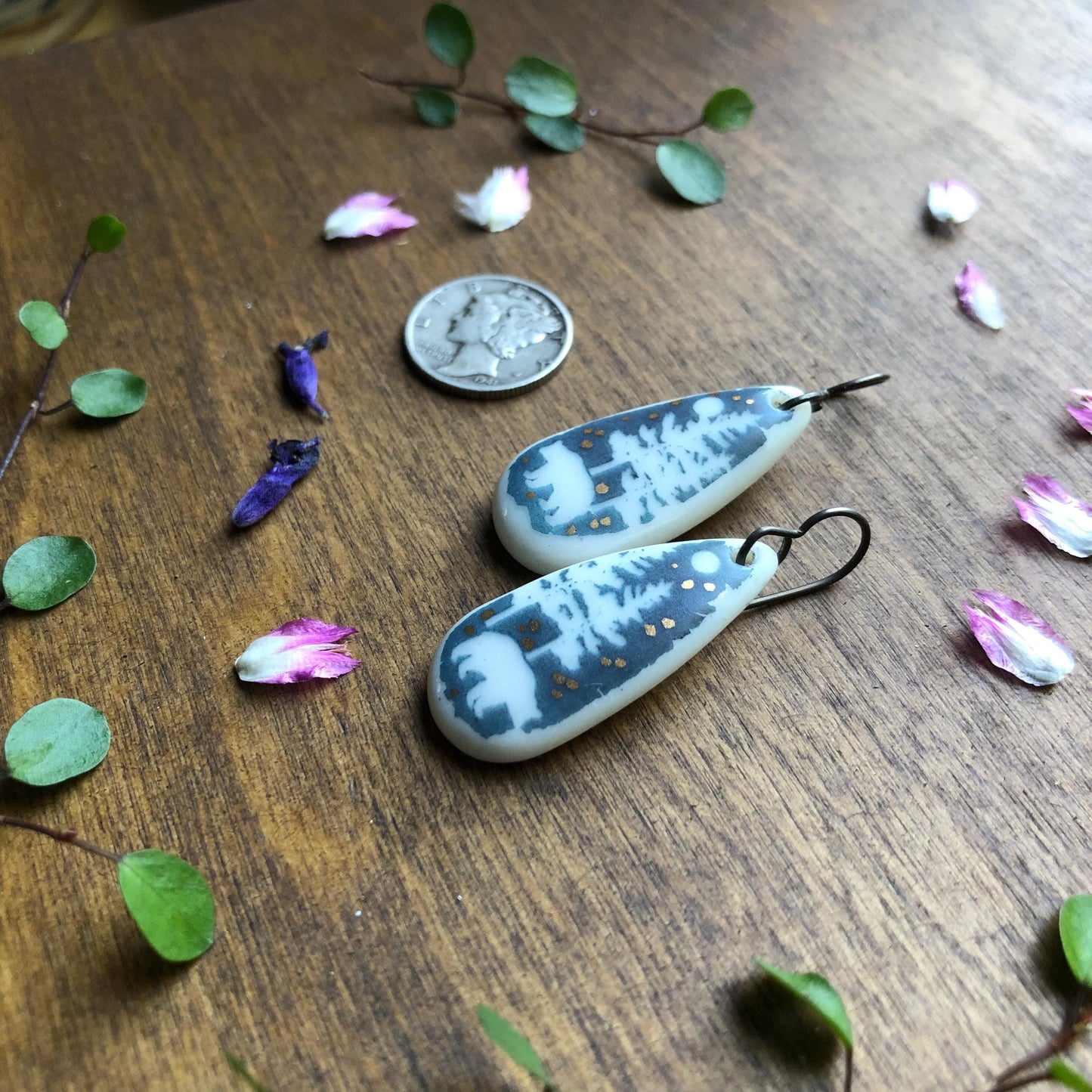 Bear in the Forest Dangle Earrings