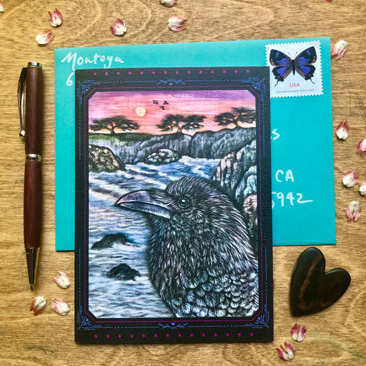 Ocean and Raven Greeting Card