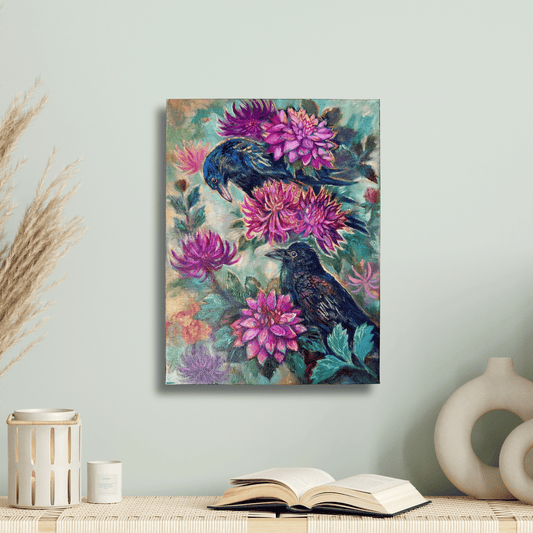 Dahlias and Crow Study