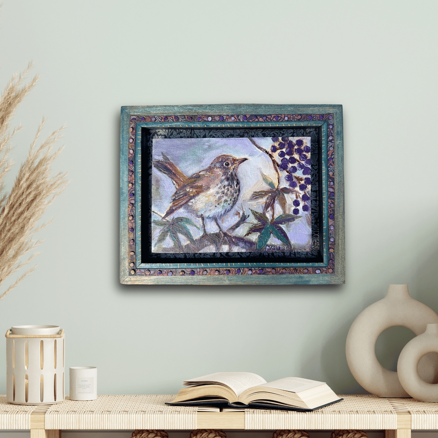 Hermit Thrush and Virginia Creeper