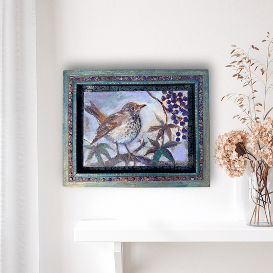 Hermit Thrush and Virginia Creeper