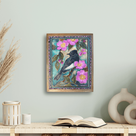 Black Phoebe and Wild Rose