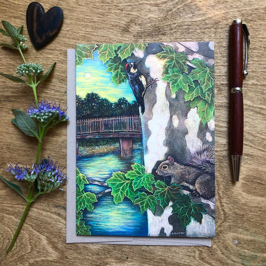 Acorn Woodpecker and Squirrel Greeting Card