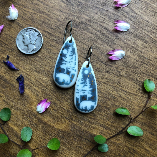 Bear in the Forest Dangle Earrings